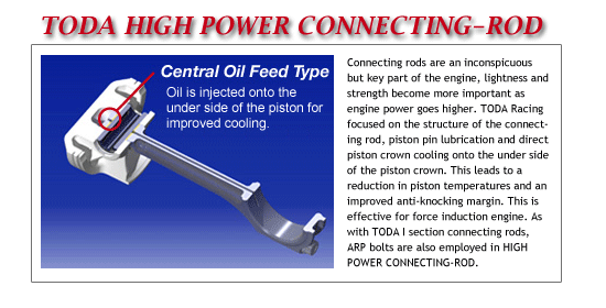 TODA Central Oil Feed Connecting Rod Information